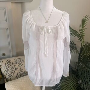 Princess Vera Wang White Sheer Lace Peasant Blouse Size M